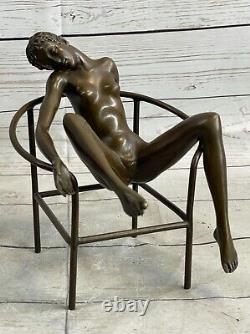 Original Chair Girl 100% Cast Bronze Statue Mario Nick Art Deco Home Decor