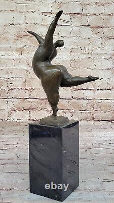 Original Signed Abstract Ballerina Figurine Bronze Art Deco Sculpture Statue Large