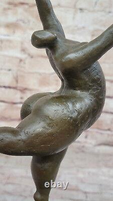 Original Signed Abstract Ballerina Figurine Bronze Art Deco Sculpture Statue Large