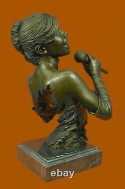 Original Theatre Actress Bronze Statue Dancer Jazz Singer Art Deco Sculpture No.