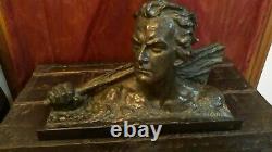 Ouline Bronze Bust Of Jean Mermoz, Signed Art Deco Era 30/40 Years