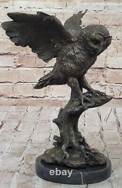 Owl Bird Fauna Sculpture Statue Art Deco Style Art Nouveau Style Bronze