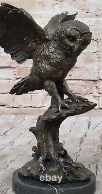 Owl Bird Fauna Sculpture Statue Art Deco Style Art Nouveau Style Bronze