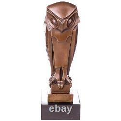 Owl Sculpture on Black Marble in Art Deco Bronze After Salvador Dali