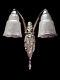 P. Maynadier Large Art Deco Silvered Bronze Wall Light With Pressed Glass Tulips