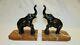 Pair Of Bronze Patina Regulated Elephant Book Ends Art Deco Ancient