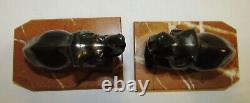 PAIR OF BRONZE PATINA REGULATED ELEPHANT BOOK ENDS ART DECO ANCIENT