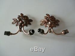 Pair Of Art Nouveau Art Deco Bronze Sconces With The Fruit Of Passions