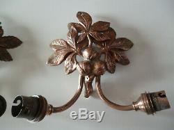 Pair Of Art Nouveau Art Deco Bronze Sconces With The Fruit Of Passions