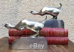 Pair Of Bookends With Silver Geese-bronzes Signed G. H. Laurent-art Deco