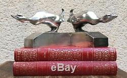 Pair Of Bookends With Silver Geese-bronzes Signed G. H. Laurent-art Deco