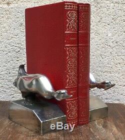 Pair Of Bookends With Silver Geese-bronzes Signed G. H. Laurent-art Deco