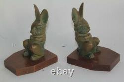 Pair Of Bronze Clasps Rabbit Hippolyte Moreau (52407)