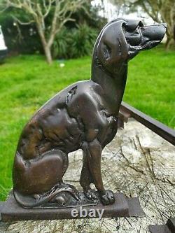 Pair Of Bronze Dog Sitting Chenet