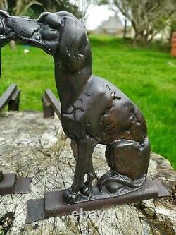 Pair Of Bronze Dog Sitting Chenet