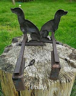 Pair Of Bronze Dog Sitting Chenet