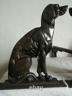 Pair Of Bronze Dog Sitting Chenet