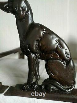 Pair Of Bronze Dog Sitting Chenet