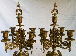 Pair Of Candelabras Of An Ancient Bronze Chimney Trim
