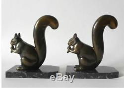 Pair Of Greenhouse-books Squirrels Mr Leducq (1879 1955) Art Deco Art Nouveau