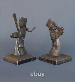 Pair Of Guignols, Serre Bronze Books, Mascot Car, Granger, Art Deco