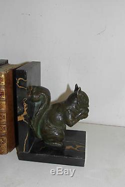 Pair Of Large Serres-books Antique Bronze. Signed René Papa. Early Twentieth