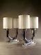 Pair Of Modernist Lamps Art Deco Bronze Chromed And Pressed Glass 1930