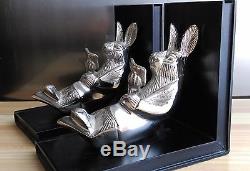 Pair Of Rabbit Reading Books In Silver Bronze