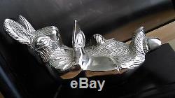 Pair Of Rabbit Reading Books In Silver Bronze