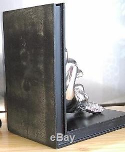 Pair Of Rabbit Reading Books In Silver Bronze