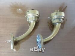 Pair On Sconces In Theater Art Deco Bronze And Glass Globe Massif Annees 30