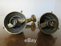 Pair On Sconces In Theater Art Deco Bronze And Glass Globe Massif Annees 30