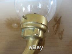 Pair On Sconces In Theater Art Deco Bronze And Glass Globe Massif Annees 30