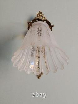 Pair of Antique Art Deco Bronze and Glass Wall Sconces