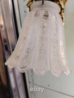 Pair of Antique Art Deco Bronze and Glass Wall Sconces