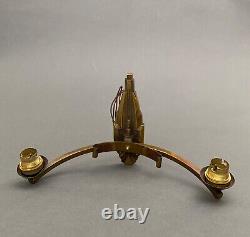 Pair of Art Deco 1930 geometric copper or bronze wall sconces XXth century H6169