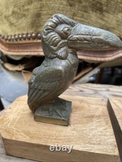 Pair of Art Deco Bookends in Solid Bronze with Toucan Birds