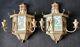 Pair Of Art Deco Pagoda Wall Sconces Bronze, Brass, Enameled Glass, Silk/ 20th Century