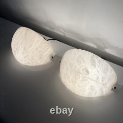Pair of Art Deco Wall Sconces Alabaster Silvered Bronze Parrot Decor