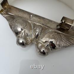 Pair of Art Deco Wall Sconces Alabaster Silvered Bronze Parrot Decor
