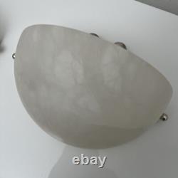 Pair of Art Deco Wall Sconces Alabaster Silvered Bronze Parrot Decor