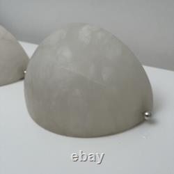 Pair of Art Deco Wall Sconces Alabaster Silvered Bronze Parrot Decor