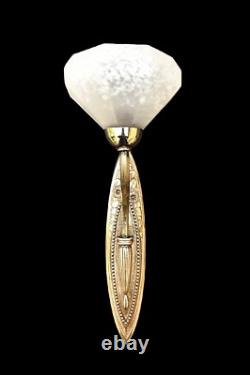Pair of Art Deco Wall Sconces Schneider Glass Bronze France 1920s