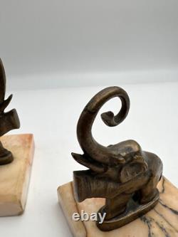 Pair of Art Deco bronze bookends signed Perrin