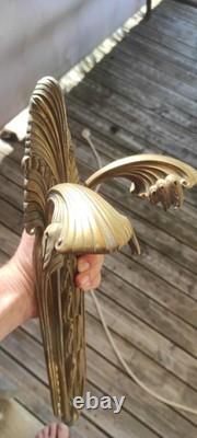 Pair of Art Deco bronze wall sconces signed Maurice Dufrene