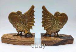 Pair of Art Deco signed bronze bookends