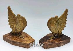 Pair of Art Deco signed bronze bookends
