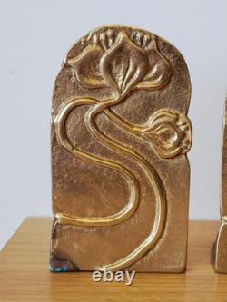 Pair of Art Nouveau Gilt Bronze Bookends