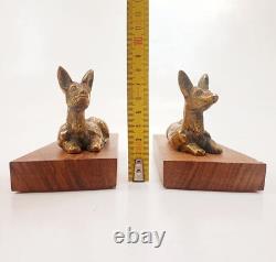 Pair of Bookends Animal Sculpture Reclining Does Bronze Art Deco Greek
