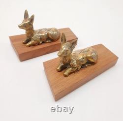 Pair of Bookends Animal Sculpture Reclining Does Bronze Art Deco Greek
